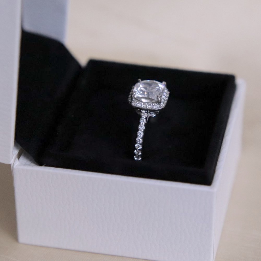 Sterling Silver 925 Cubic Zirconia Halo Ring - Size 6.75